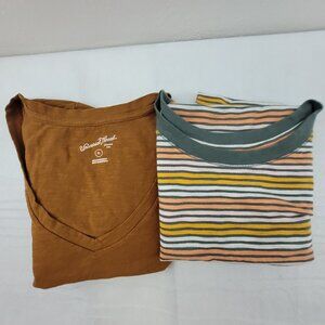 Universal Thread T-Shirt Womens XL Lot of 2 Russet Gray peach Yellow Stripe